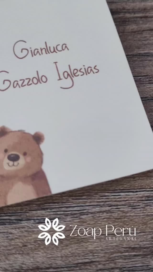 Tarjetitas infantiles personalizadas con osito